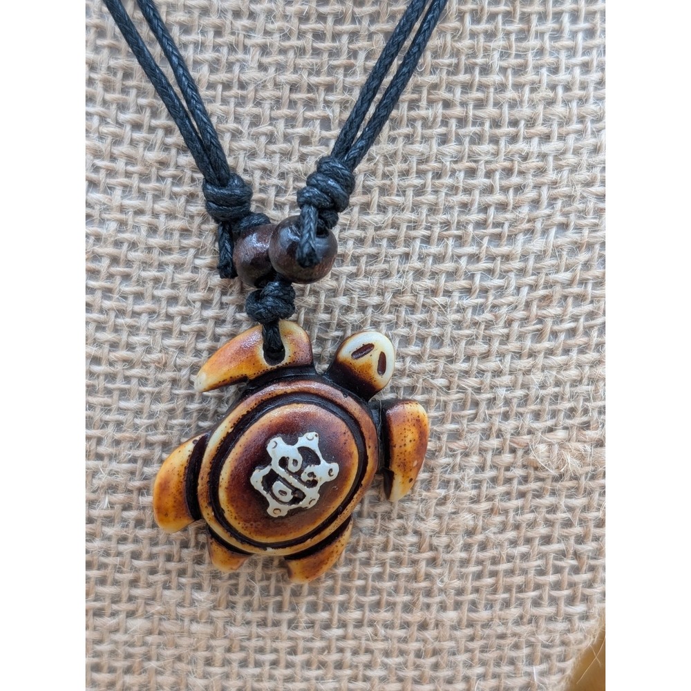 Sea Turtle Pendant Necklace Adjustable Cord Beach Boho Ocean Jewelry Adjustable